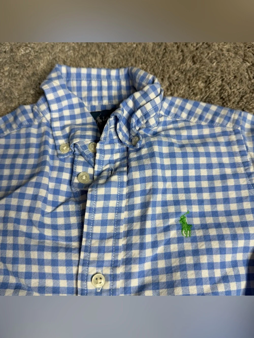 Ralph Lauren Plaid Long Sleeve Button Down Shirt & T-shirt 3T blue big pony logo